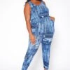 Asoph Plus Size Denim Print Bodycon Jumpsuit -Mini Dress Store 2017919 290 0