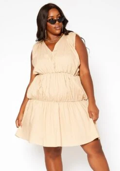 Asoph Plus Size Tiered Puffy Flare Mini Dress