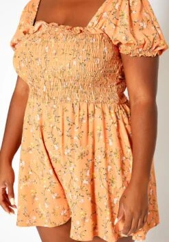 Asoph Plus Size Floral Blossom Print Romper -Mini Dress Store 2018241 304 4