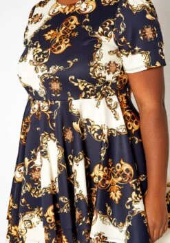 Asoph Plus Size Brocade Print High Low Flare Dress -Mini Dress Store 2018246 001 4
