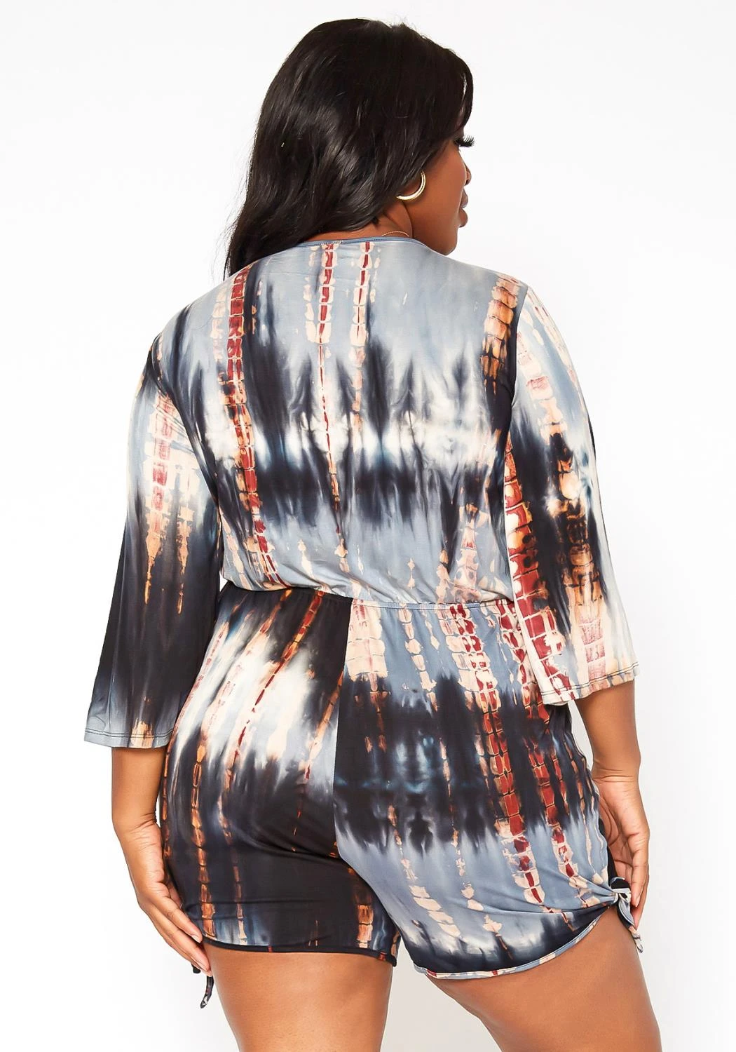 Asoph Plus Size Tie Dye Long Sleeve Romper 6 Asoph Plus Size Tie Dye Long Sleeve Romper - Image 4
