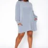 Asoph Plus Size Button Hem Flare Mini Dress