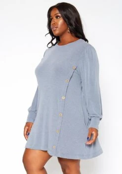 Asoph Plus Size Button Hem Flare Mini Dress 9 Asoph Plus Size Button Hem Flare Mini Dress -Mini Dress Store 2018424 285 2