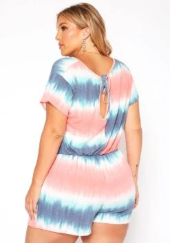 Asoph Plus Size Gradient Tie Dye Lounge Romper -Mini Dress Store 2018448 128 3