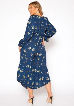 Asoph Plus Size Floral Print Flare Jumpsuit -Mini Dress Store 2018484 117 3