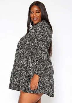 Asoph Plus Size Dotted Print Flare Mini Dress -Mini Dress Store 2018555 001 2