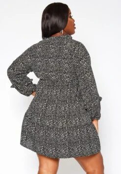 Asoph Plus Size Dotted Print Flare Mini Dress -Mini Dress Store 2018555 001 3