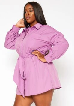 Asoph Plus Size Button Front Collar Mini Dress -Mini Dress Store 2018567 104 2