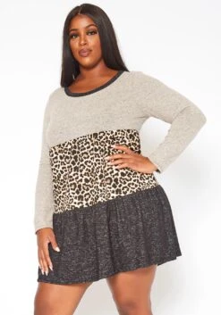 Plus Size Color Block Flare Mini Dress -Mini Dress Store 2018634 128 2