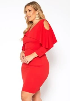 Plus Size Ruffle Overlay Long Sleeve Mini Dress -Mini Dress Store 2018752 110 2