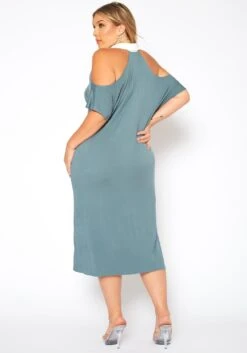 Plus Size Collar Neck Flare Midi Dress -Mini Dress Store 2018761 349 3