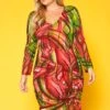 Plus Size Abstract Color Print Flare Mini Dress