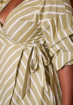 Plus Size Striped Pattern Wrap Mini Dress -Mini Dress Store 2019045 151 4