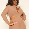 Plus Size Ribbed Knit Cut Out Romper -Mini Dress Store 2019193 190 1