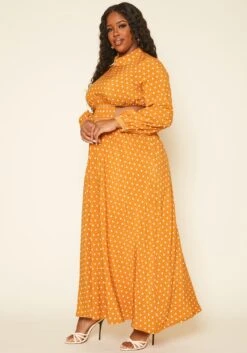 Plus Size Polka Dot Flare Maxi Dress -Mini Dress Store 2019198 128 2