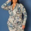Plus Size Marble Pattern Collar Mini Dress -Mini Dress Store 2019614 004 1