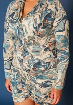 Plus Size Marble Pattern Collar Mini Dress -Mini Dress Store 2019614 004 4