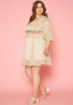 Plus Size Floral Print Flare Mini Dress -Mini Dress Store 2019645 319 2