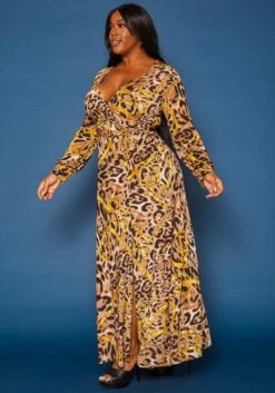 Plus Size Chainlink Leopard Print Fit & Flare Maxi Dress -Mini Dress Store 2019702 001 2