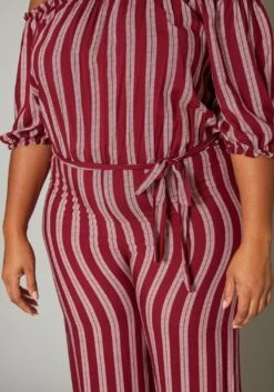 Plus Size Off Shoulder Stripe Jumpsuit -Mini Dress Store 2019704 002 4