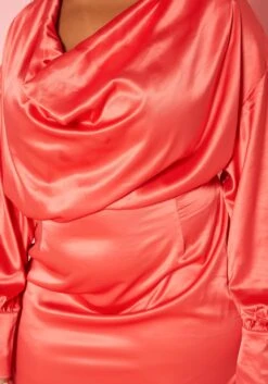 Plus Size Satin Cowl Neck Mini Dress -Mini Dress Store 2019871 001 3