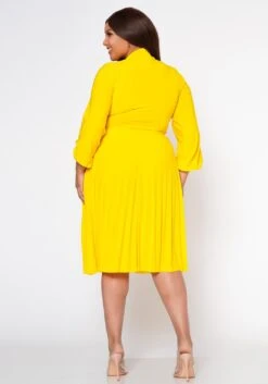 Plus Size Bow Collar Pleated Fit & Flare Dress -Mini Dress Store 2019881 005 4