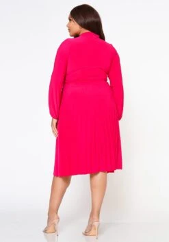 Plus Size Bow Collar Pleated Fit & Flare Dress -Mini Dress Store 2019881 006 4