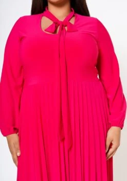 Plus Size Bow Collar Pleated Fit & Flare Dress -Mini Dress Store 2019881 006 5