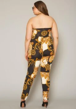 Plus Size Brocade Print Tube Jumpsuit -Mini Dress Store 2020000 001 3