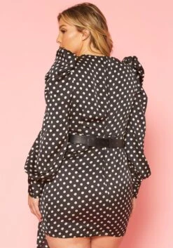 Plus Size Polka Dot Long Sleeve Mini Dress -Mini Dress Store 2020120 001 3