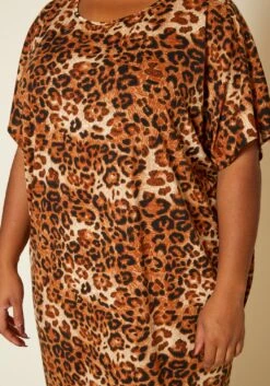 Asoph Plus Size Leapord Print Midi Lounge Dress With Headscarf -Mini Dress Store 2020139 001 5