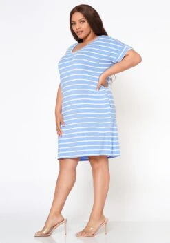 Plus Size Striped Mini Dress -Mini Dress Store 2020321 008 2