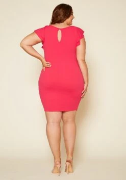 Plus Size Front Ruffle Midi Dress -Mini Dress Store 2020411 001 4