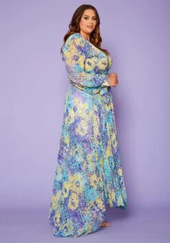 Plus Size Abstract Dots Print Chiffon Maxi Dress -Mini Dress Store 2020428 001 3