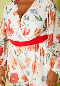 Plus Size Long Sleeve Floral Romper -Mini Dress Store 2020473 002 6