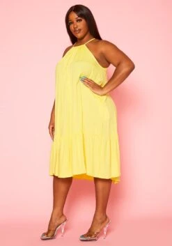 Plus Size Halter Top Tiered Dress -Mini Dress Store 2020586 002 3