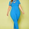 Plus Size Solid Cross Front Jumpsuit -Mini Dress Store 2020614 001 2