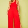 Plus Size Halter Top Wide Leg Slit Jumpsuit -Mini Dress Store 2020616 001 1
