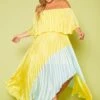 Plus Size Two Tone Pleated Asymmetrical Maxi Dress -Mini Dress Store 2020620 001 1