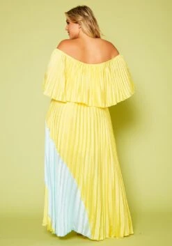 Plus Size Two Tone Pleated Asymmetrical Maxi Dress -Mini Dress Store 2020620 001 6