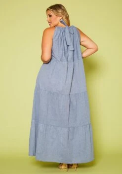 Plus Size Halter Neck Flare Maxi Dress -Mini Dress Store 2020627 001 4