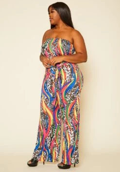 Plus Size Leopard Print Mix Jumpsuit -Mini Dress Store 2020644 001 2
