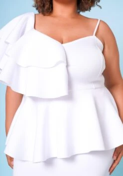 Plus Size Ruffle One Sleeve Peplum Dress -Mini Dress Store 2020755 004 4
