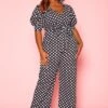 Plus Size Polka Dot Print Jumpsuit