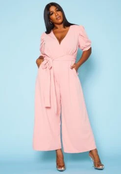 Plus Size Surplice Wide Leg Jumpsuit -Mini Dress Store 2020902 002 2