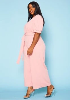 Plus Size Surplice Wide Leg Jumpsuit -Mini Dress Store 2020902 002 3