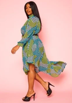 Plus Size Multi Striped Asymmetric Maxi Dress -Mini Dress Store 2020934 001 3