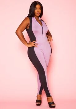 Plus Size Color Block Bodycon Jumpsuit -Mini Dress Store 2020942 001 1