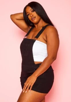 Plus Size Overall Denim Shorts -Mini Dress Store 2020946 001 2