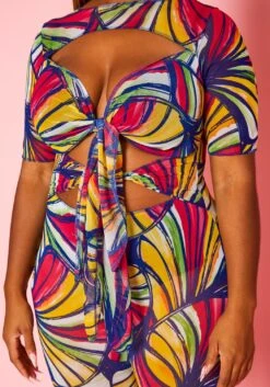 Plus Size Abstract Print Cut Out Jumpsuit -Mini Dress Store 2020967 001 4